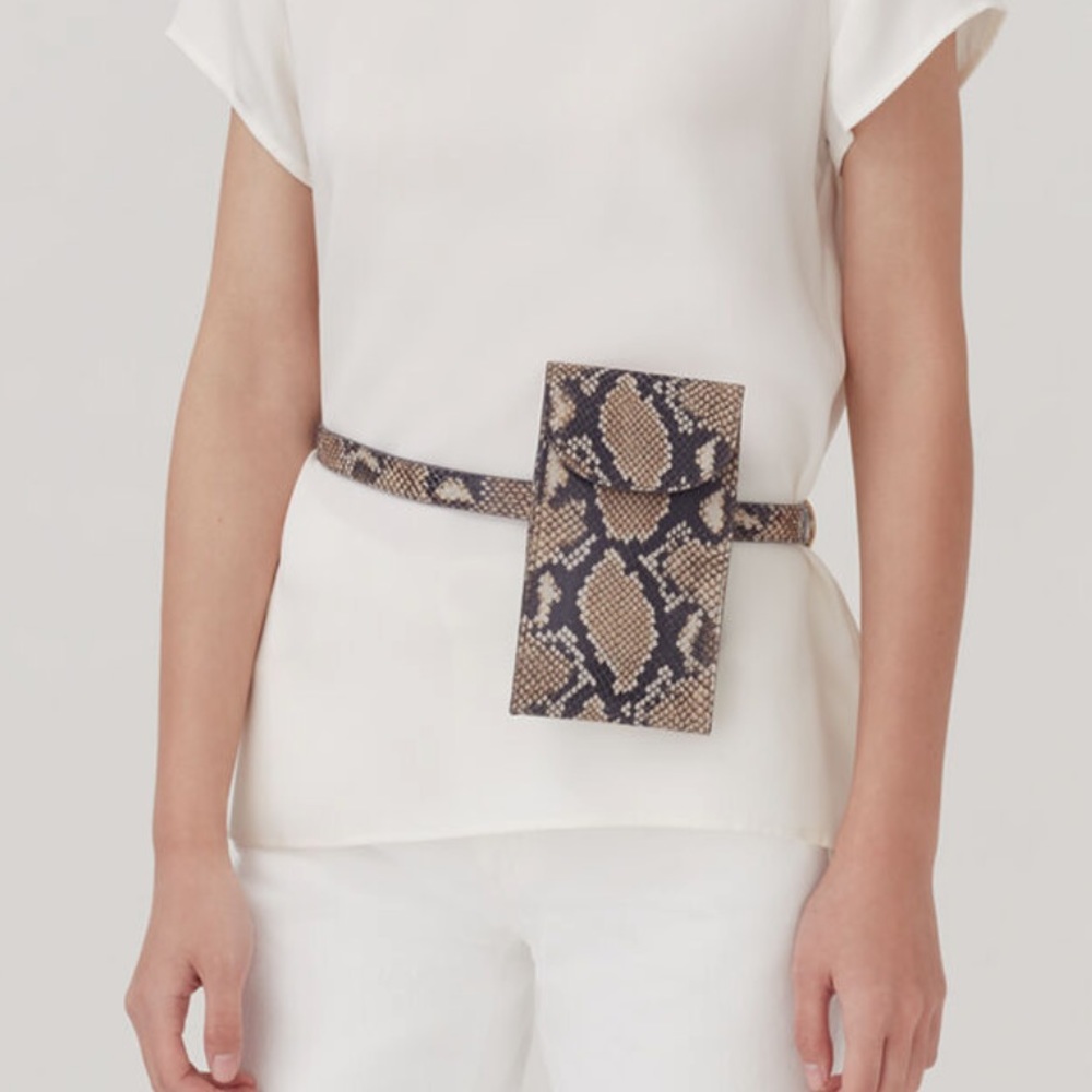Cuyana belt bag snake print embossed leather